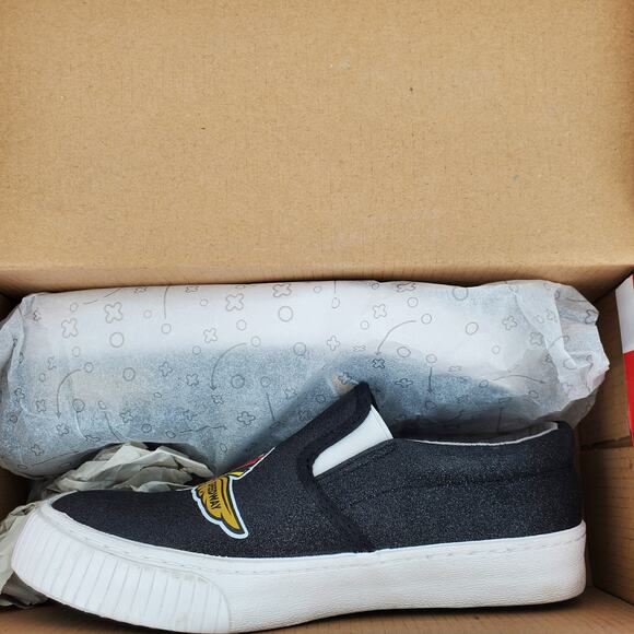 Foco Size 6 Indy Motor Speedway Wing Wheel Flag Glitter Canvas Slip On Shoes New - Picture 9 of 11